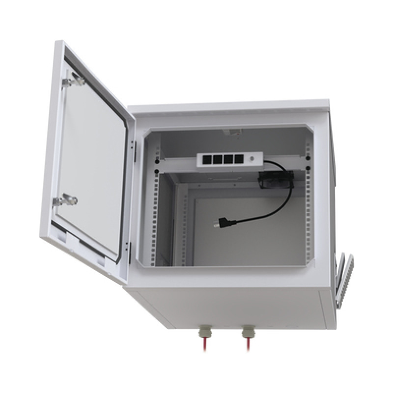 Gabinete PROFUNDO hasta 705 mm  de profundidad de Exterior de 9UR con Ventiladores y Termostato Se envía el Gabinete Armado Montaje a poste o torre se vende por separado image 7