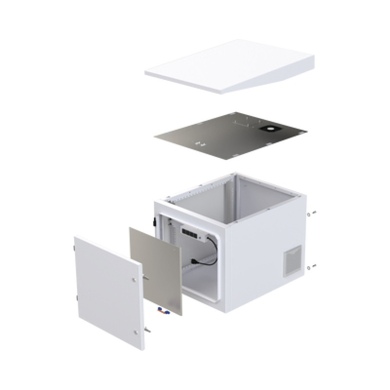 Gabinete PROFUNDO hasta 705 mm  de profundidad de Exterior de 9UR con Ventiladores y Termostato Se envía el Gabinete Armado Montaje a poste o torre se vende por separado image 8