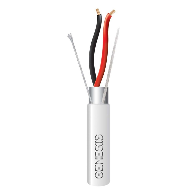 Bobina de 152 Metros de Cable / 2 x 16 AWG / BLINDADO / PLENUM / Color Blanco / Para Aplicaciones de Audio Seguridad y Control