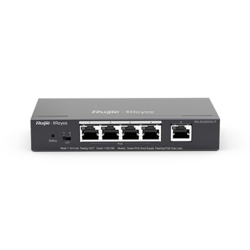 Switch Administrable PoE con 5 puertos Gigabit 4 PoE 8023af/at gestión gratuita desde la nube 54w