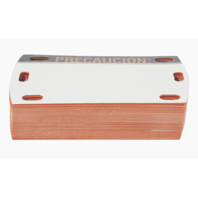 Etiqueta Autolaminada para Identificación de Fibra Optica Paquete de 25 piezas Para Uso Interior/Exterior Dimensiones de 90 x 50 mm Color Negro con Naranja