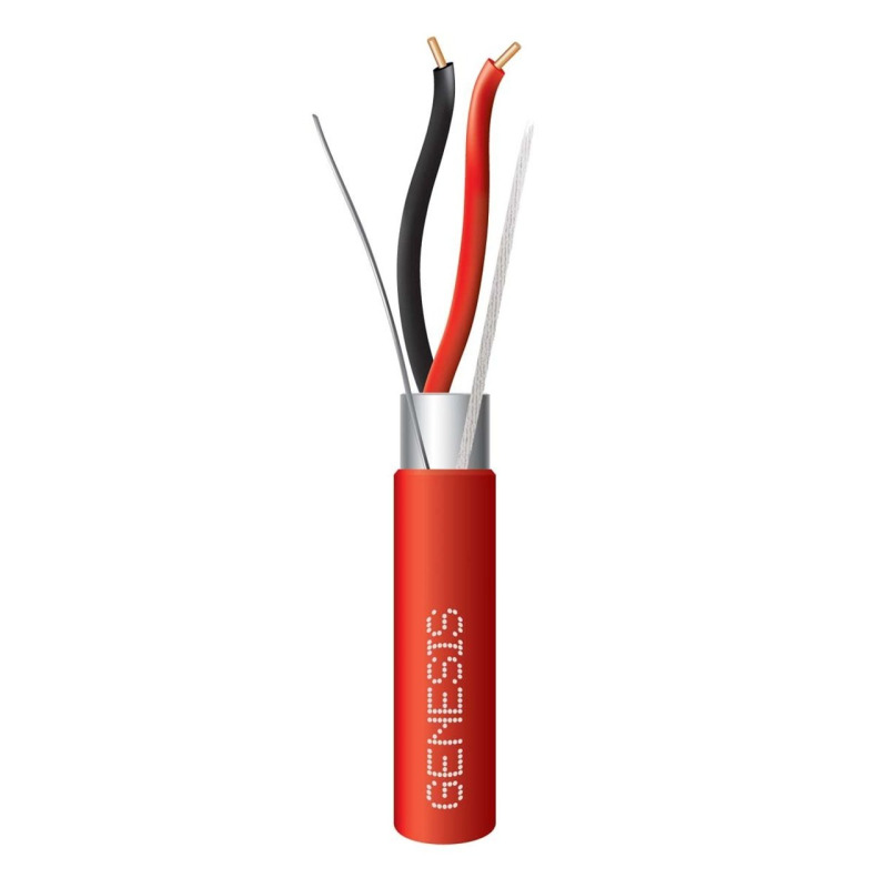 Bobina de 152 Metros de Alambre / 2 x 16 AWG / BLINDADO / Tipo FPLR / Color Rojo / Para Aplicaciones en Sistemas de Detección de Incendio y Sistemas de Evacuación