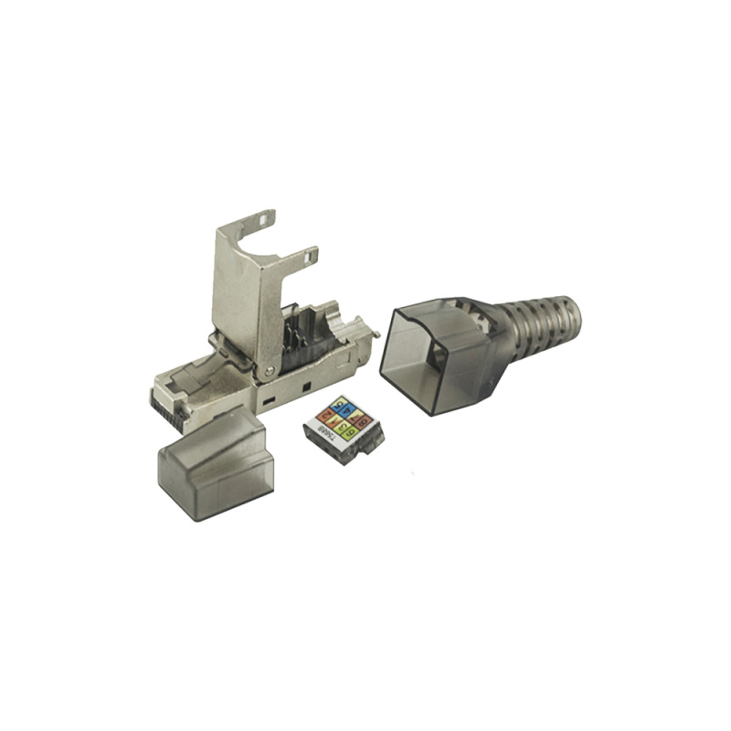 Plug RJ45 Blindado Categoría 6A Sin herramienta para terminación en campo