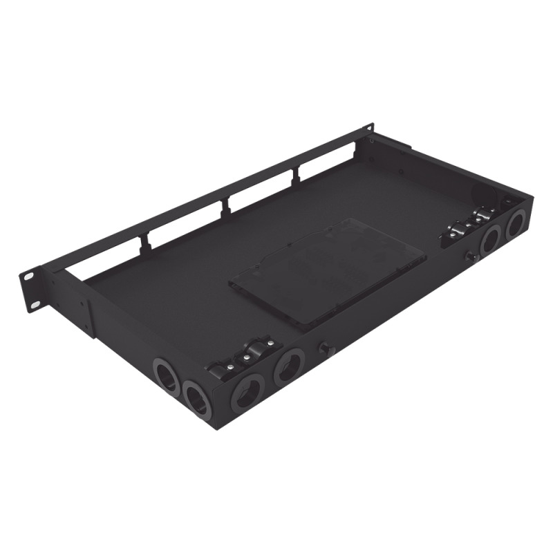 Distribuidor de fibra óptica vacio 19in Acepta 4 placas Acopladoras de Linkedpro hasta 24 fibras 1UR Incluye charola de empalme image 4