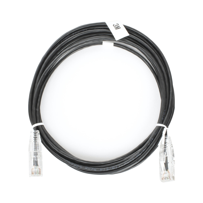 Cable de Parcheo Slim UTP Cat6  3 m Negro Diámetro Reducido 28 AWG