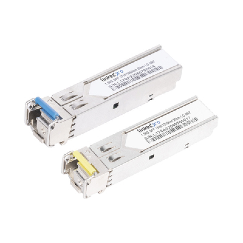 Transceptores Ópticos Bidireccionales SFP MiniGbic / Monomodo 1310  1550 nm / 125 Gbps / 1000BASEBX / Conector LC/UPC Simplex / DDM / Hasta 20 km / 2 Piezas