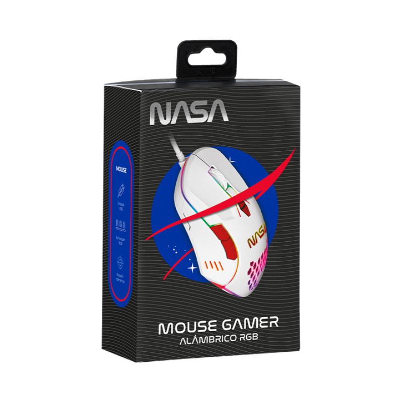 MOUSE GAMER NASA BY TECHZONE NS-GM04 ALAMBRICO LED RGB BLANCO image 7