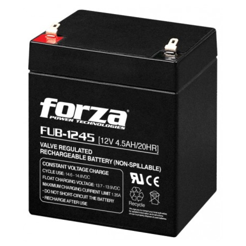 BATERIA SELLADA FORZA RECARGABLE FUB-1245 12V/4.5AH - AGM, SIN MANTENIMIENTO