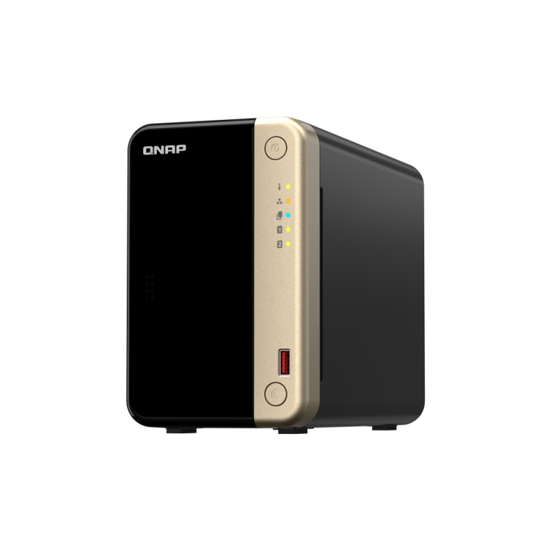 NAS QNAP TS-264-8G /2 BAHIAS NUCLEO CUADRUPLE HASTA 2.9 GHZ, 8 GB EN RAM, /2 LAN 2,5 GBE/USB 3.2 X2/SATA/HOT-SWAP/ SIN DISCOS/ HDMI 2.0/ HASTA 40 TB/ CELERON N5095