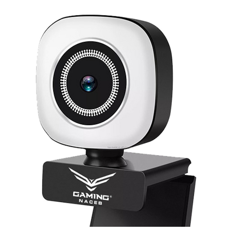 CAMARA WEB NACEB 1080P 30FPS CON MICROFONO LUZ LED NEGRA/BLANCO