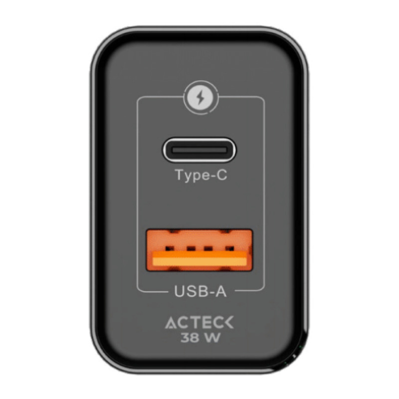 CARGADOR DE PARED ACTECK ENERGON PLUS CP440 / 40 W / CARGA DP / CARGA RAPIDA / USB C+ USB A / GARANTIA 1 AÑO / NEGRO / AC-935562
