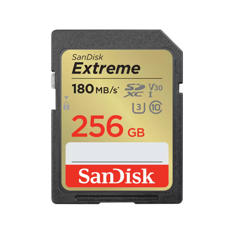 MEMORIA SANDISK SDXC 256GB EXTREME 180MB/S 4K CLASE 10 U3 V30 SDSDXVV-256G-GNCIN