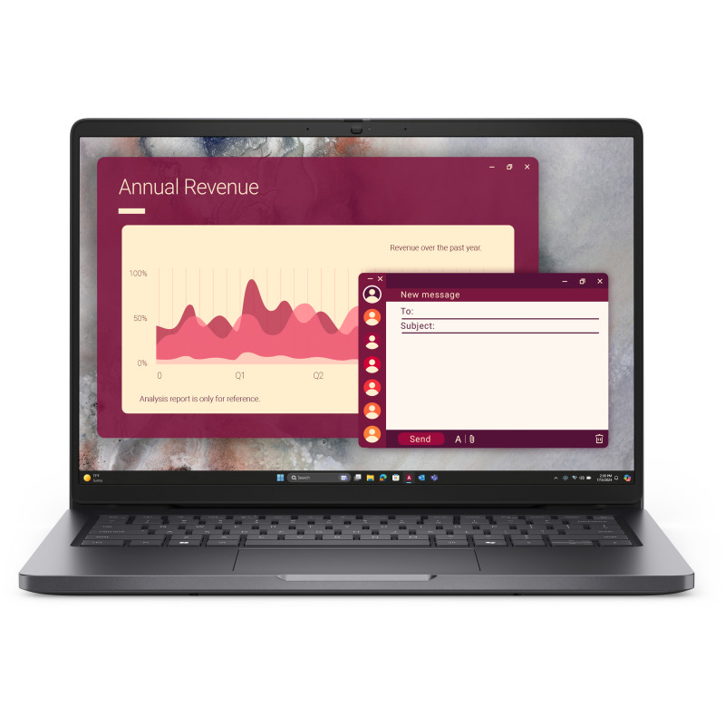 LAPTOP DELL PRO 14 | AI PC | INTEL CORE ULTRA 5 255U 12 TOPS | 16 GB (1X16 GB) |  512 GB SSD (QCL) | 14 FHD | WIN11 PRO | 1 AÑO DE GARANTIA  7XNFP