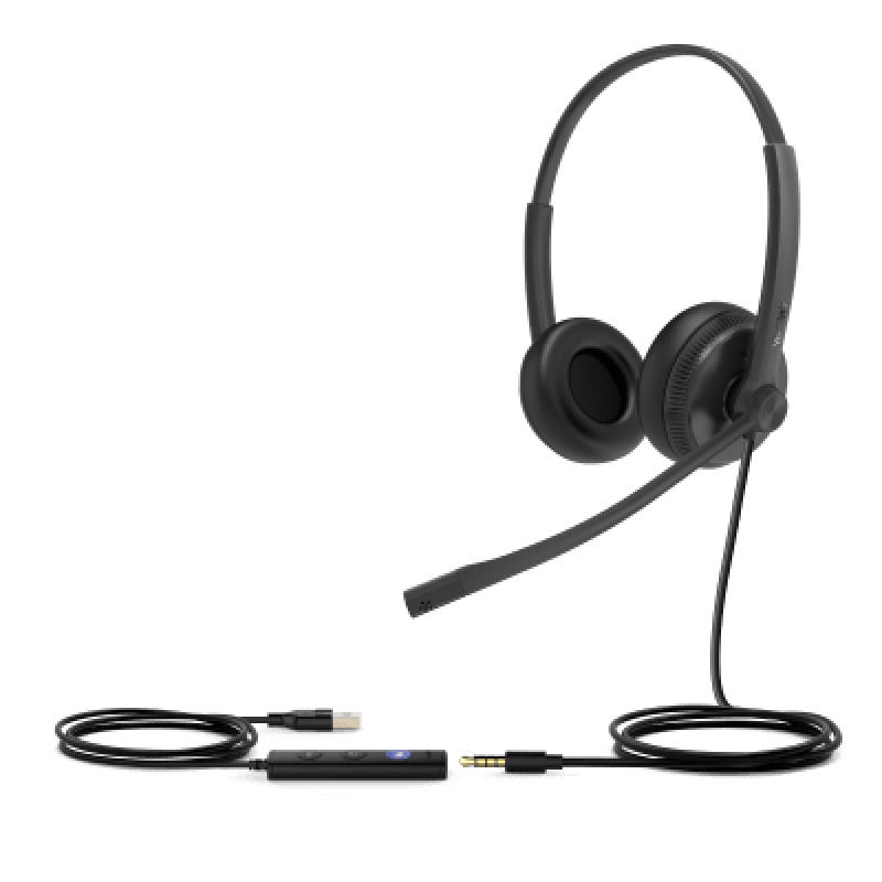 Diadema USB Alámbrica Yealink UH34 Dual Teams C/ Almohadillas de Cuero Compatible con Teléfonos IP Yealink y Computadoras