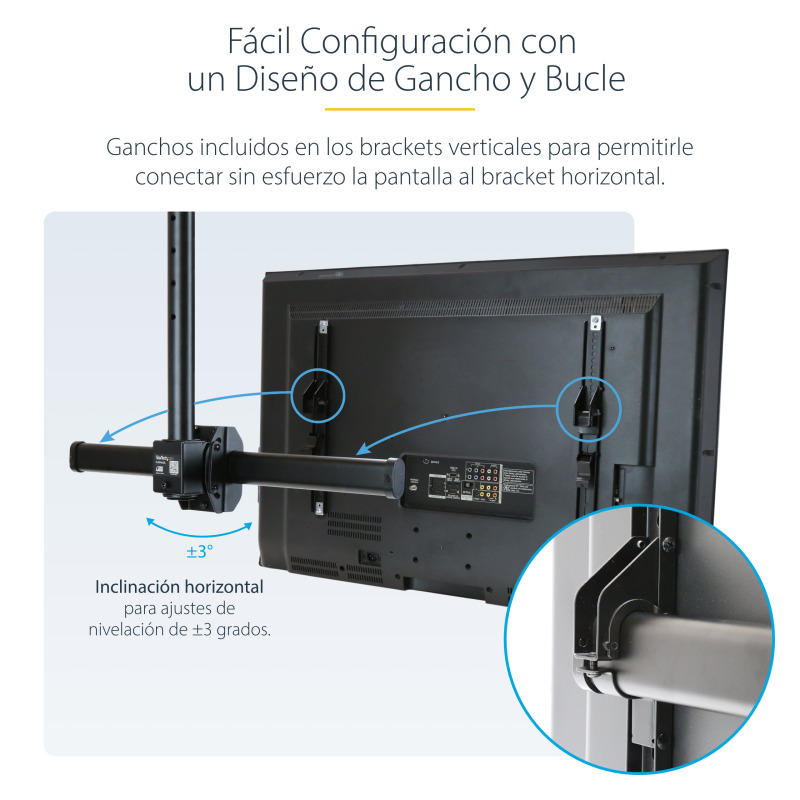SOPORTE DE TECHO PARA TELEVISOR O MONITOR DE PANTALLA PLANA LCD, LED O PLASMA DE 32 A 75 PULGADAS O DE HASTA 50KG - DE ACERO - STARTECH.COM MOD. FLATPNLCEIL image 14