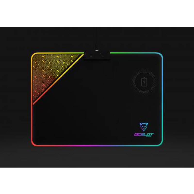 OCELOT MOUSE PAD RIGIDO TIPO RGB, CARGA INALAMBRICA PARA SMARTPHONES, CONEXIN MEDIANTE USB PLUG AND PLAY