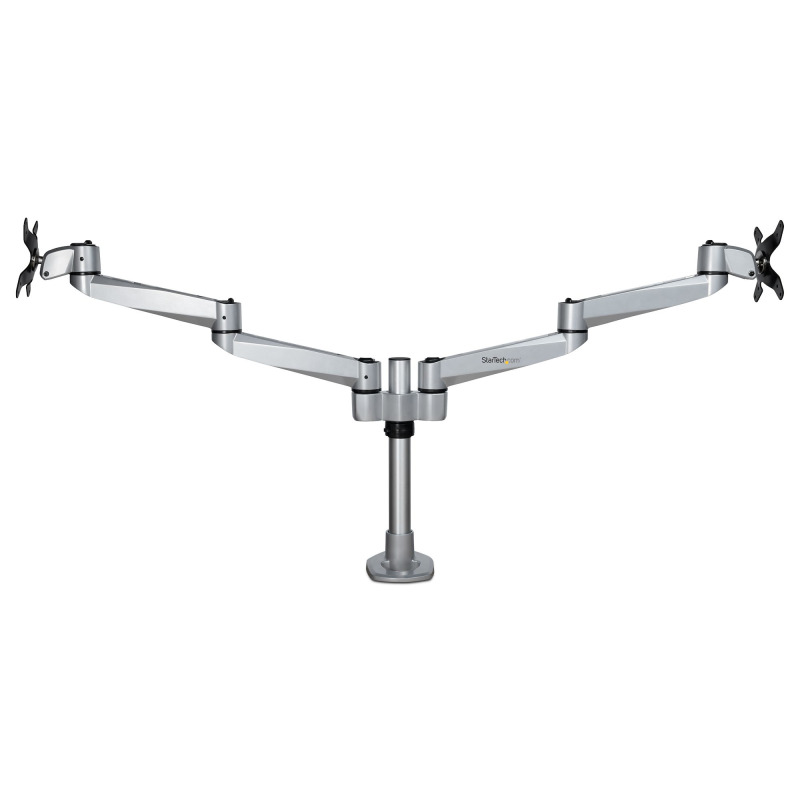 SOPORTE DE ESCRITORIO PREMIUM PARA 2 MONITORES DE HASTA 30 SOPORTE VESA DE ALTURA AJUSTABLE - MONTAJE MORDAJA/OJAL EN ESCRITORIO - PLATA - STARTECH.COM MOD. ARMDUALPS image 4