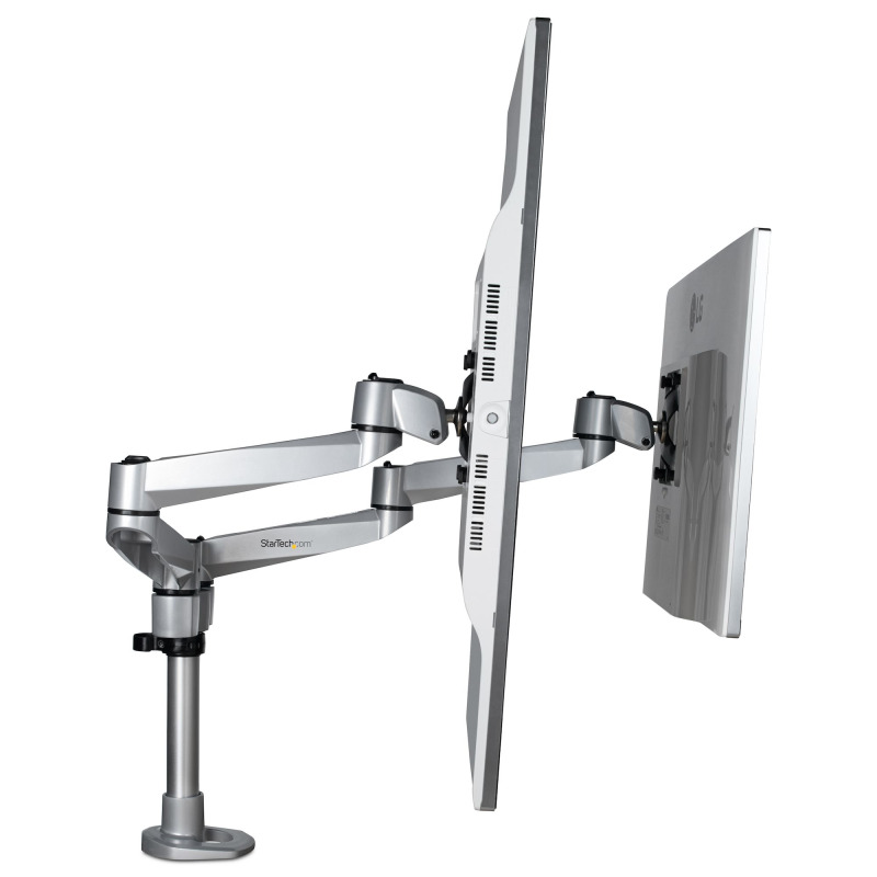 SOPORTE DE ESCRITORIO PREMIUM PARA 2 MONITORES DE HASTA 30 SOPORTE VESA DE ALTURA AJUSTABLE - MONTAJE MORDAJA/OJAL EN ESCRITORIO - PLATA - STARTECH.COM MOD. ARMDUALPS image 5
