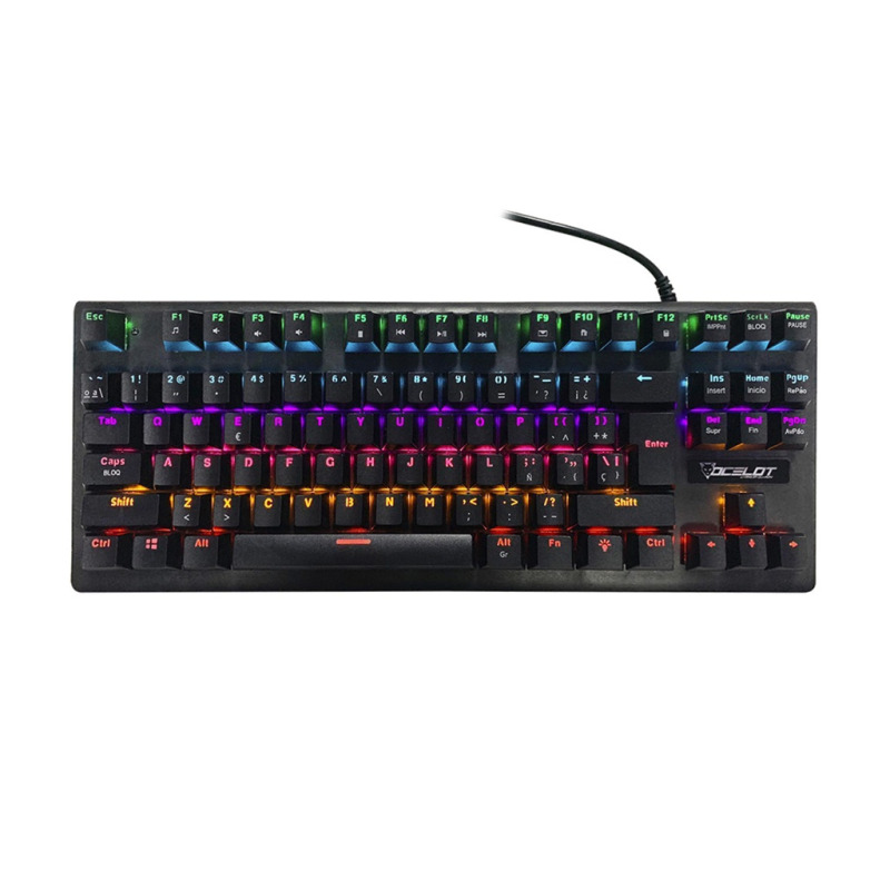 TECLADO MECANICO OCELOT GAMING OGMK02 / SWITCH AZUL / RGB / 88 TECLAS / ANTHIGOSTING / USB / COLOR NEGRO