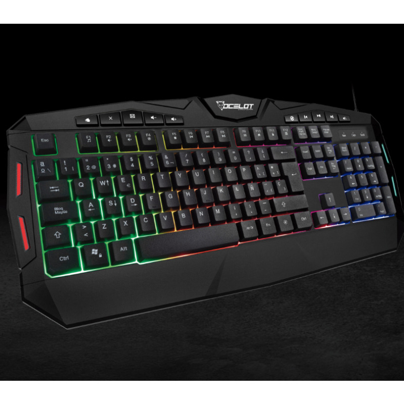 TECLADO MEMBRANA OCELOT GAMING OGEK03 / RETROILUMINADO / 105 TECLAS / ANTHIGOSTING / USB / COLOR NEGRO