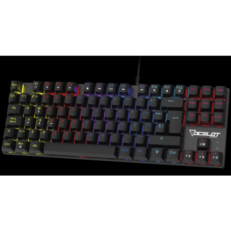 TECLADO MECANICO OCELOT GAMING OK-TKL2 / SWITCH ROJO / FULL RGB / 88 TECLAS / ANTHIGOSTING / USB / COLOR NEGRO