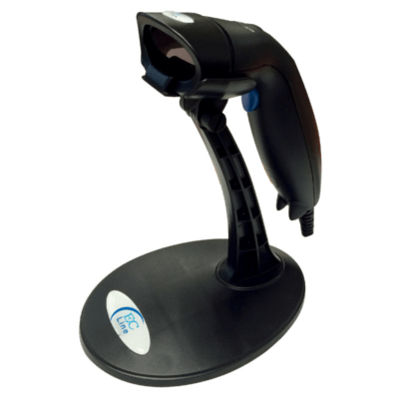 LECTOR DE CODIGO DE BARRAS EC LINE EC-LS-9620, NEGRO, LASER, USB, 200 LECTURAS POR SEGUNDO, AUTOMATICO O MANUAL, INCLUYE BASE