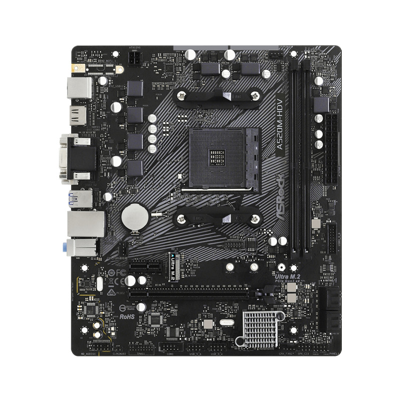 MB ASROCK A520M AMD AM4 / DDR4 4733 / 1 X PCIE 3.0 X16 / D-SUB / DVI-D / HDMI / 6 X USB 3.2 / GAMA BAJA image 2