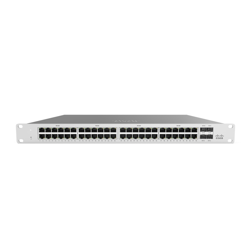SWITCH 48 PUERTOS CISCO MERAKI 48 X 10/100/1000BASE-T ETHERNET RJ45 4 X 1G SFP UPLINK (OBLIGATORIO LICENCIA SE COTIZA POR SEPARADO)