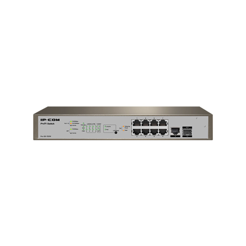 SWITCH TENDA PRO-S8-150W ADMINISTRABLE 8 PUERTOS POE1 FIBRA OPTICA CAPA 3 (L3) ETHERNET 10/100/1000 BASE-T (POE), 1 PUERTO ETHERNET 10/100/1000 BASE-T DATOS 1 PUERTO SFP 1000 BASE-X