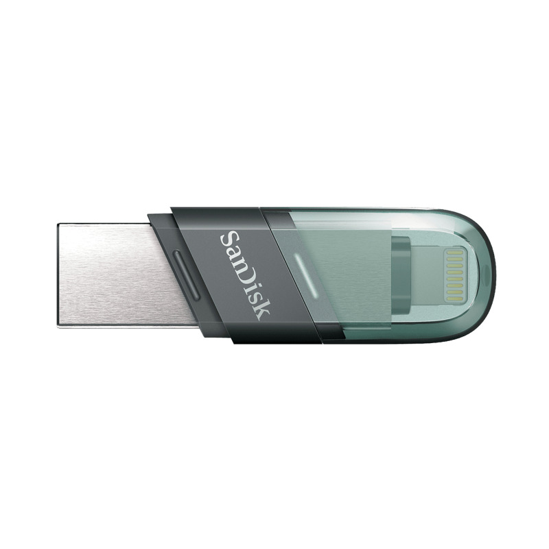 MEMORIA SANDISK 128GB IXPAND FLASH DRIVE FLIP PARA IPHONE/IPAD LIGHTNING/USB 3.1 METLICA CON TAPA DE PLSTICO SDIX90N-128G-GN6NE