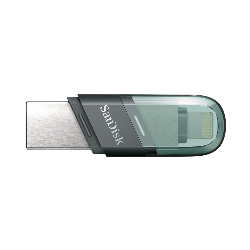 MEMORIA SANDISK 256GB IXPAND FLASH DRIVE FLIP PARA IPHONE/IPAD LIGHTNING/USB 3.1 METLICA CON TAPA DE PLASTICO SDIX90N-256G-GN6NE