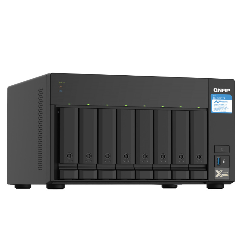 NAS QNAP TS-832PX-4G/ 8 BAHIAS SATA HDD DE 3,5/ NUCLEO CUADRUPLE 1.7GHZ/4GB DDR4 SODIMM AMPLIABLE A 16GB/2 PTO 2,5 GBE /2 PTO 10 GBE /USB 3.2 X3/ HOTSWAP/ NO INCLUYE DISCOS/ HASTA 144TB image 3