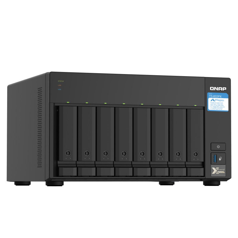 NAS QNAP TS-832PX-4G/ 8 BAHIAS SATA HDD DE 3,5/ NUCLEO CUADRUPLE 1.7GHZ/4GB DDR4 SODIMM AMPLIABLE A 16GB/2 PTO 2,5 GBE /2 PTO 10 GBE /USB 3.2 X3/ HOTSWAP/ NO INCLUYE DISCOS/ HASTA 144TB image 4