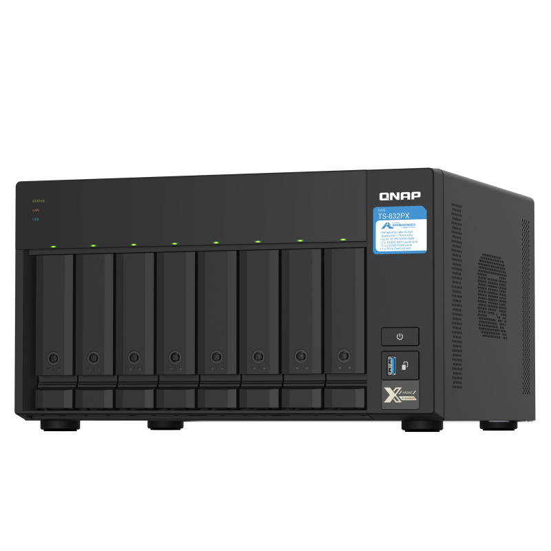 NAS QNAP TS-832PX-4G/ 8 BAHIAS SATA HDD DE 3,5/ NUCLEO CUADRUPLE 1.7GHZ/4GB DDR4 SODIMM AMPLIABLE A 16GB/2 PTO 2,5 GBE /2 PTO 10 GBE /USB 3.2 X3/ HOTSWAP/ NO INCLUYE DISCOS/ HASTA 144TB image 8