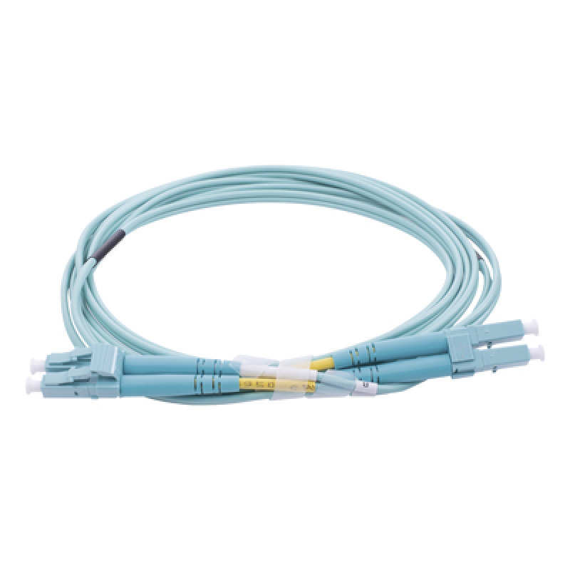 Jumper de Fibra Óptica Multimodo OM4 50/125 LCLC OFNR Riser 20 mm Dúplex Aqua 2 metros