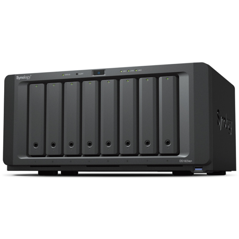 NAS SYNOLOGY DS1823XS+ /8 BAHIAS HASTA 144 TB /NUCLEO CUADRUPLE 3.3 GHZ/8GB DDR4/  LAN 2 GBE X2/ LAN 10GBE X1/USB 3.2 X3/ HOTSWAP/ SIN DISCOS DUROS/ AMD RYZEN V1780B