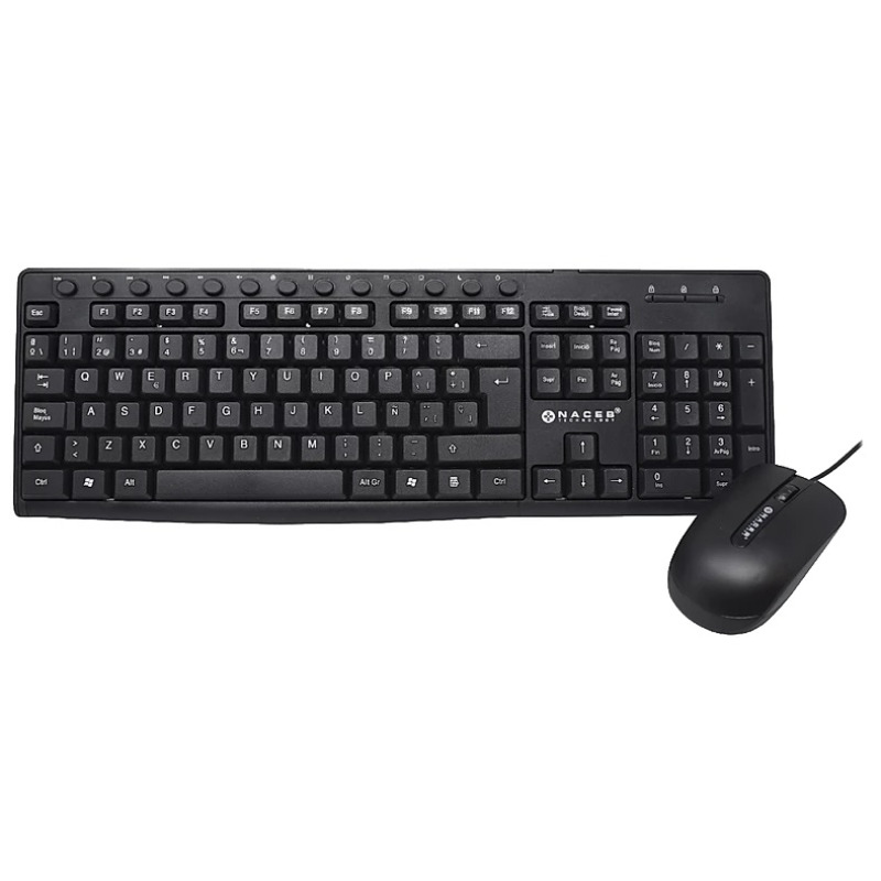 KIT 2 EN 1 NACEB (NA-112N) TECLADO,MOUSE,MULTIMEDIA,1200 DPI,NEGRO