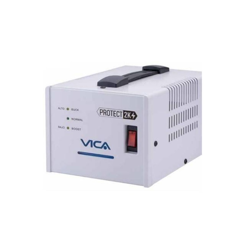 REGULADOR AUTOMATICO DE VOLTAJE VICA PROTECT 2K 2000VA / 1200W, 4 TOMAS NEMA 5-15R REGULADAS Y CON SUPRESOR DE PICOS, 3 AÑOS DE GARANTIA
