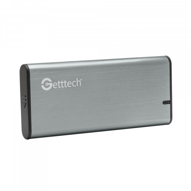 GABINETE P/SSD M.2 GETTTECH (GCE-M231-01) PARA SSD M.2 HASTA 2TB, CONEXION USB C, PLATA