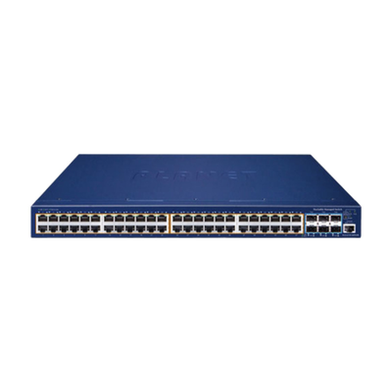 Switch Administrable Stacking Capa 3 48 Puertos PoE Gigabit 8023at 6 Puertos SFP de 10 G Incluye Fuente Redundante de 55 V cc