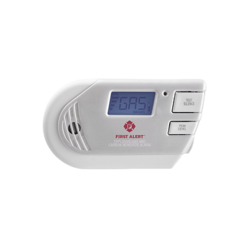 Detector Combo de Combinación de Gases Explosivos Metano GN Propano LP y Monóxido de Carbono CO Con Pantalla Digital Retroiluminada 120 Vca y Batería de Respaldo