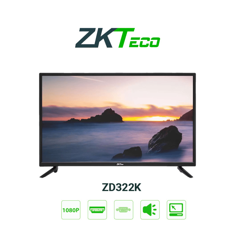ZKTECO ZD322K - Monitor LED Full HD Profesional de 32 pulgadas / Resolución 1920 x 1080 / 1 Entrada de video HDMI y 1 VGA / Altavoces Incorporados / Ángulo de Visión Horizontal 170° /  Detección Automática de Señal / Carcasa Metálica image 2