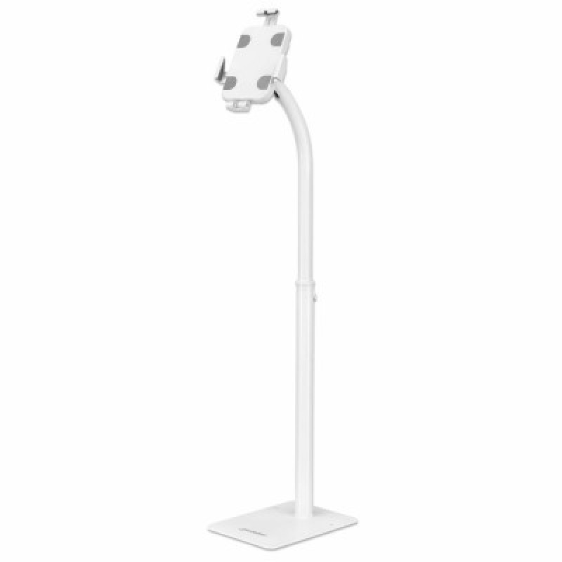 MANHATTAN 406345 - Soporte de suelo antirrobo para tablet y iPad Soporte de pie con altura ajustable y bloqueable para tabletas de 7,9" a 11", rotación de 360°