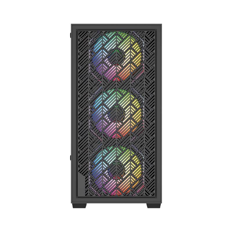 Gabinete Balam Rush Nitrox Edge Aircool 4700A Mini Torre compact negro cristal y mesh 4xVentiladores ARGB ATX sin fuente