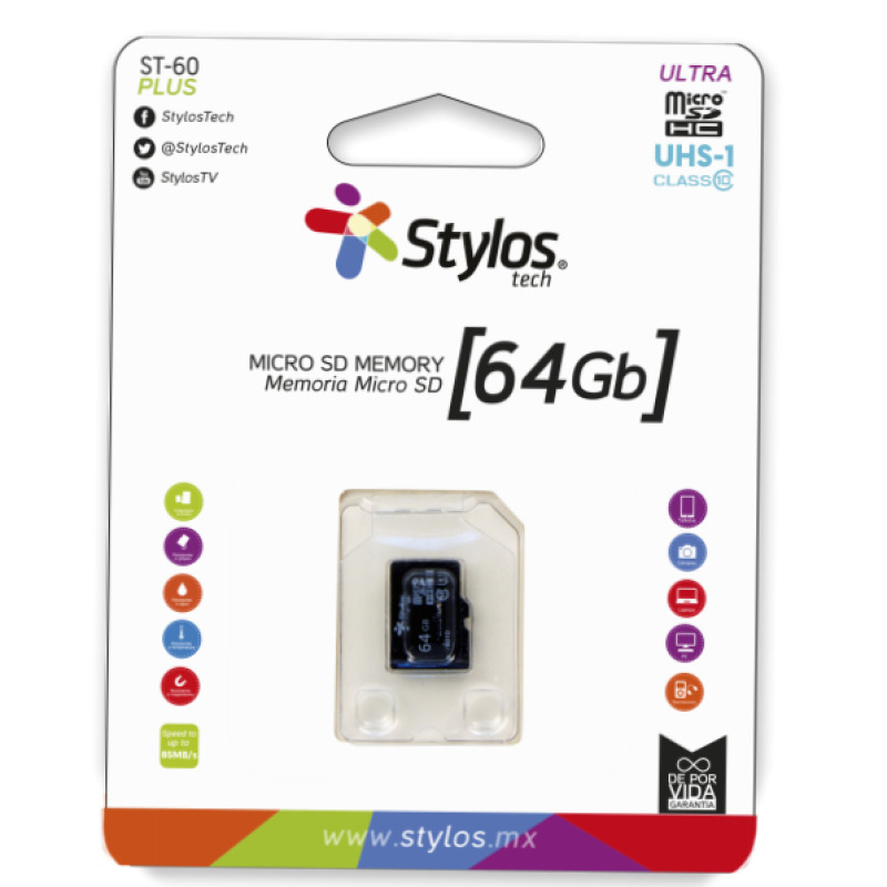 Memoria Stylos MicroSD 64GB UHS1 sin adaptador Negro image 3