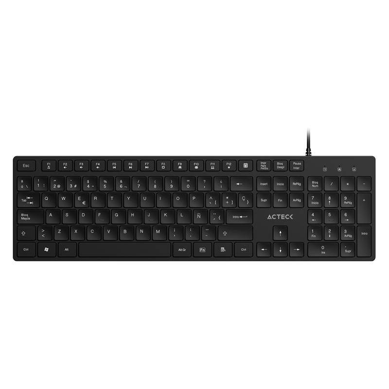TECLADO ACTECK VANTAGE AERO TA545 / ALAMBRICO USB / MULTIMEDIA / ESPAÑOL / 105 TECLAS / WINDOWS / MEMBRANA / NEGRO / AC-943475