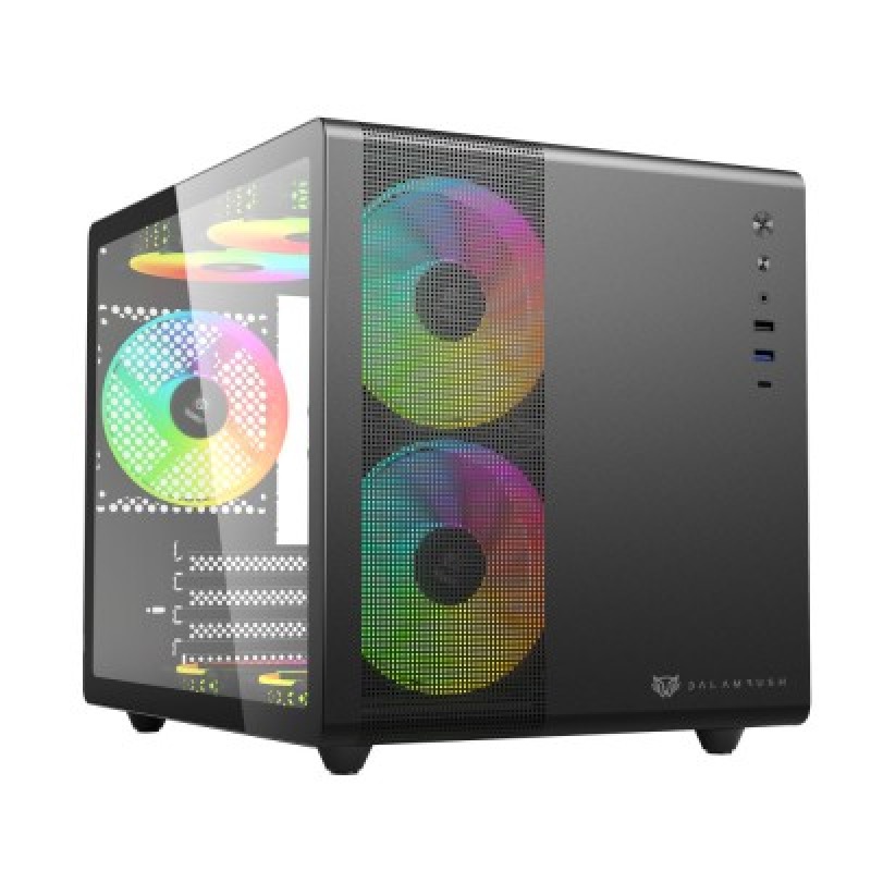GABINETE GAMER BALAM RUSH TANK MINI GI930 / MINI ATX - ITX / MICRO ATX - MINI ITX / PANEL CRISTAL TEMPLADO - MALLA METALICA / 3X VENTILADORES RGB INCLUIDOS / PANELES REMOVIBLES / NEGRO / BR-936033 image 2
