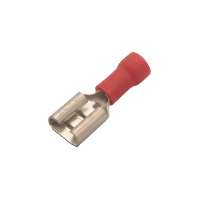 Terminal tipo hembra aislada 0250 / 22  16 AWG / Rojo / Para baterías con teminal F1 / Paquete de 25 piezas