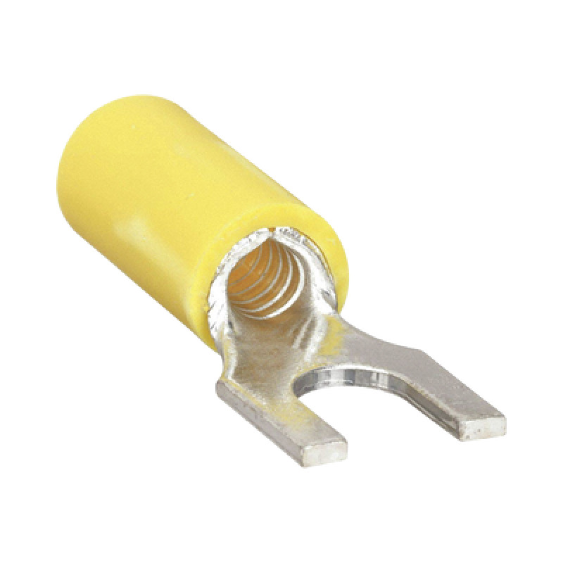 Terminal tipo horquilla  espada  aislada / 12  10 AWG / Amarillo / Paquete de 25 piezas