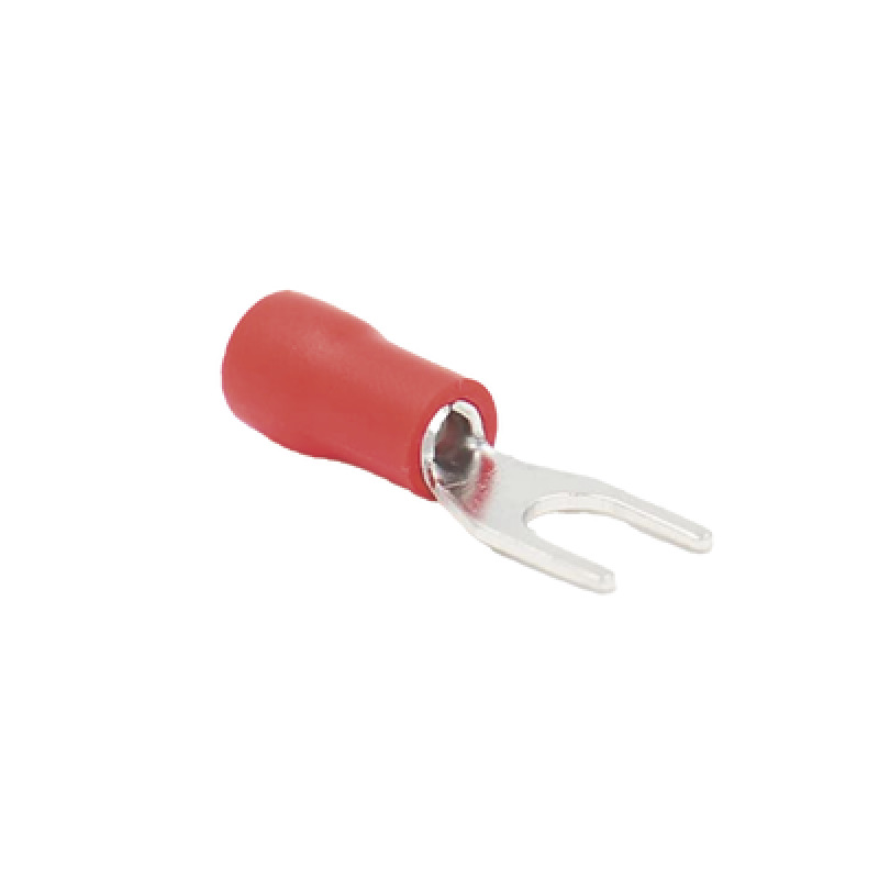 Terminal tipo horquilla  espada  aislada / 22  16 AWG / Rojo / Paquete de 25 piezas
